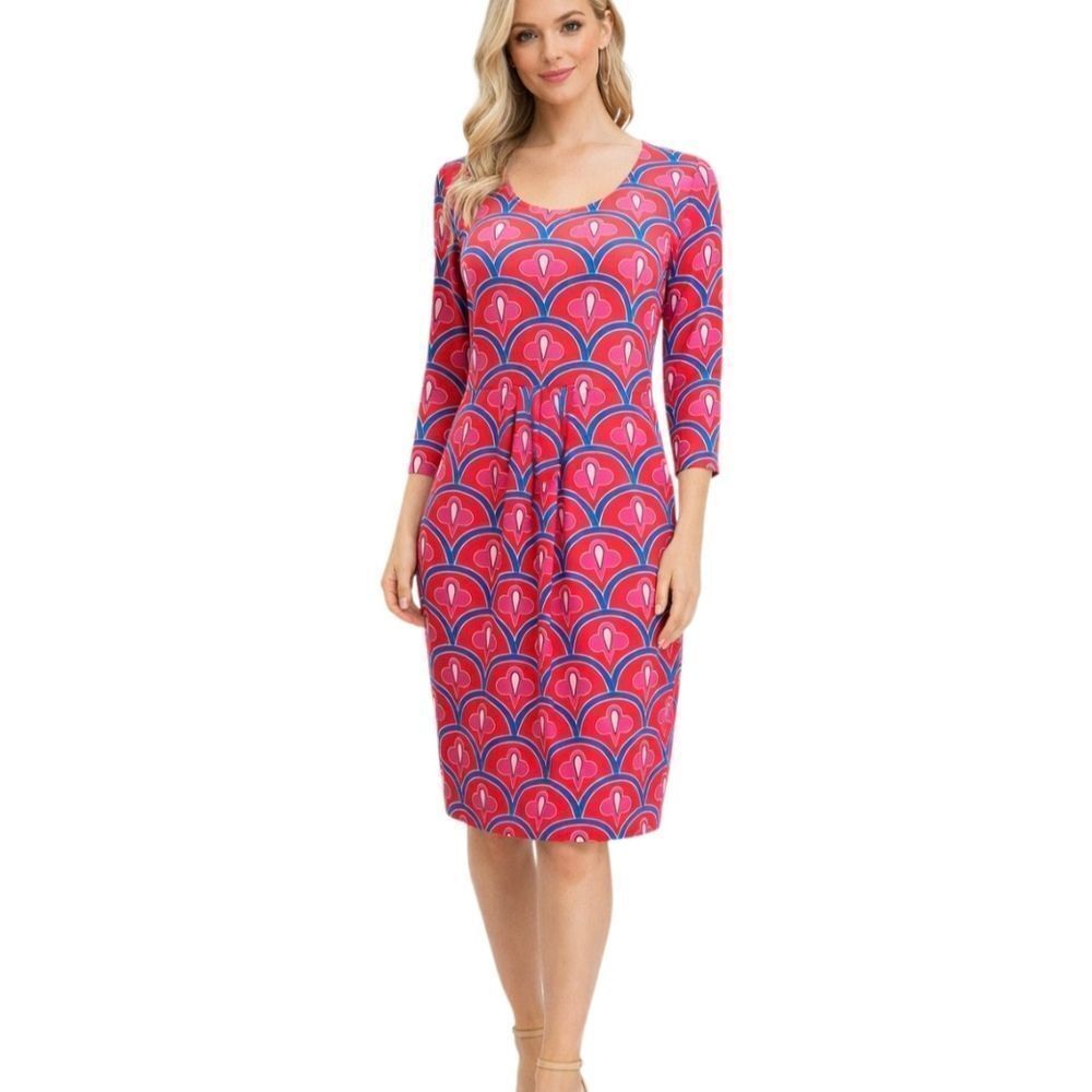 Tracy Negoshian Geometric Print Sheath Midi Dress Size Large